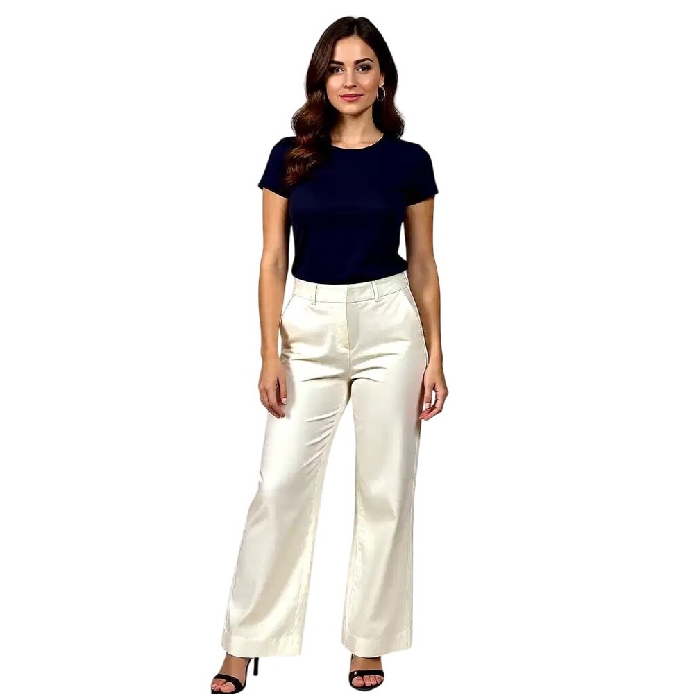 Talbots Newport Pant Womens ‎ White Straight Leg Chino Trousers 4 Petite